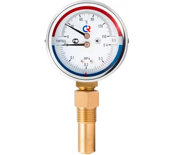 Изображение товара Термоманометр РОСМА ТМТБ-31Р.1 (0-150С) (0-1.6МПа) ДК80 L=46, G1/2, класс точности 2.5 D070-00555