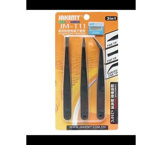 Изображение товара Набор антистатических пинцетов (3 в 1) Jakemy JM-T11