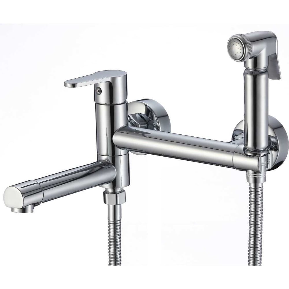 Изображение товара Смеситель для ванны с гигиеническим душем и поворотным изливом D-Lin хром D181202