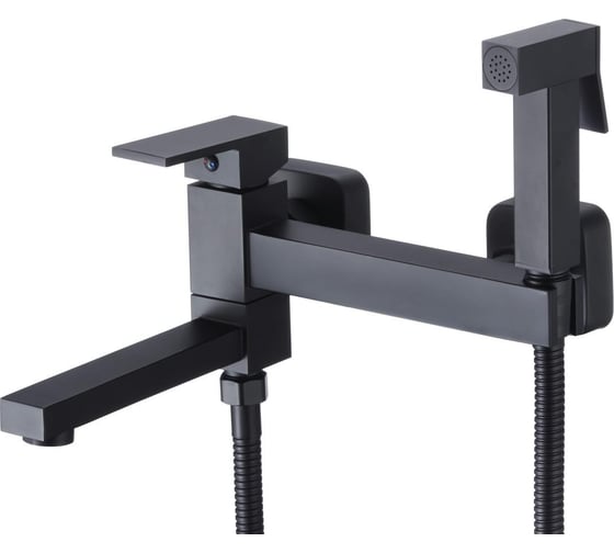 Изображение товара Смеситель с гигиеническим душем и поворотным изливом D-Lin черный D181201-A