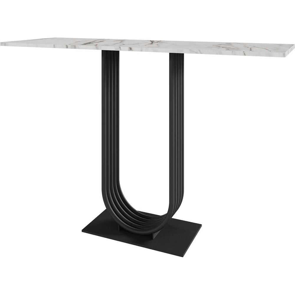 Изображение товара Стол консольный GENGLASS с черным металлическим подстольем и столешницей белый мрамор