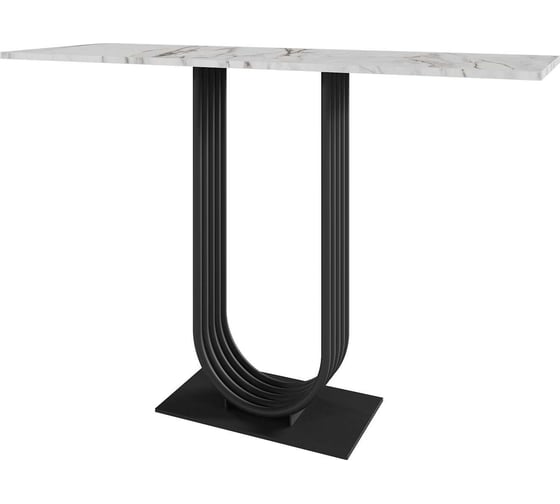 Изображение товара Стол консольный GENGLASS с черным металлическим подстольем и столешницей белый мрамор, ARFEO 120 GGK-02-2-5-120