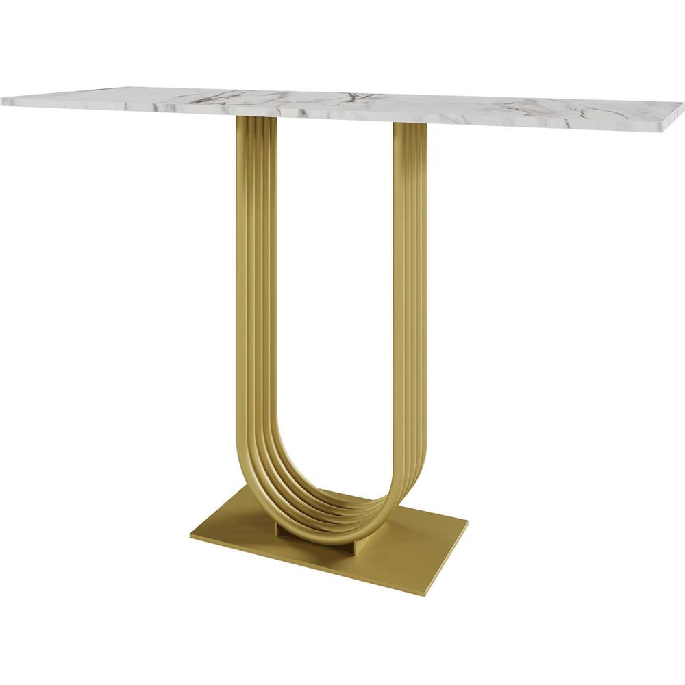 Изображение товара Стол консольный GENGLASS белый мрамор с золотым металлическим подстольем ARFEO 120 GGK-02-1-5-120