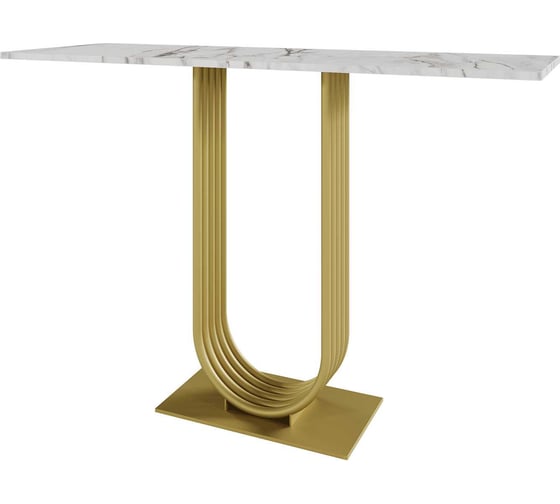 Изображение товара Стол консольный GENGLASS с золотым металлическим подстольем и столешницей белый мрамор, ARFEO 120 GGK-02-1-5-120