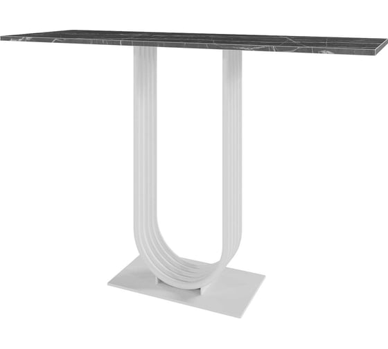 Изображение товара Стол консольный GENGLASS с белым металлическим подстольем и столешницей черный мрамор, ARFEO 120 GGK-02-3-4-120