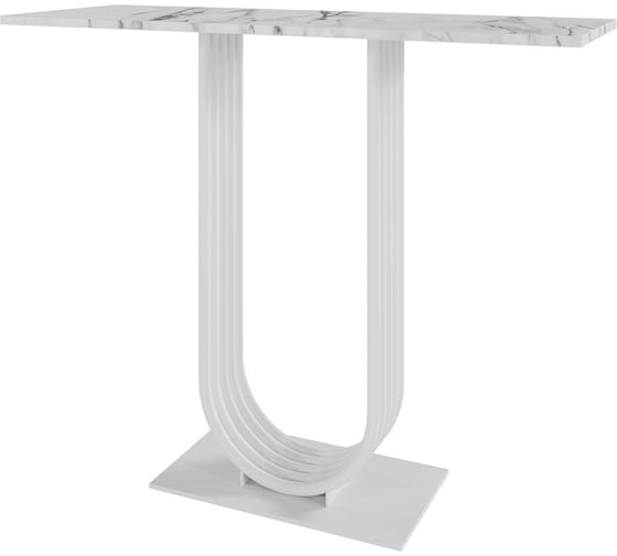 Изображение товара Стол консольный GENGLASS с белым металлическим подстольем и столешницей белый мрамор, ARFEO 100 GGK-02-3-5-100