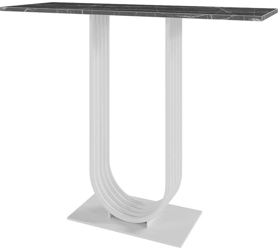 Изображение товара Стол консольный GENGLASS с белым металлическим подстольем и столешницей черный мрамор, ARFEO 100 GGK-02-3-4-100