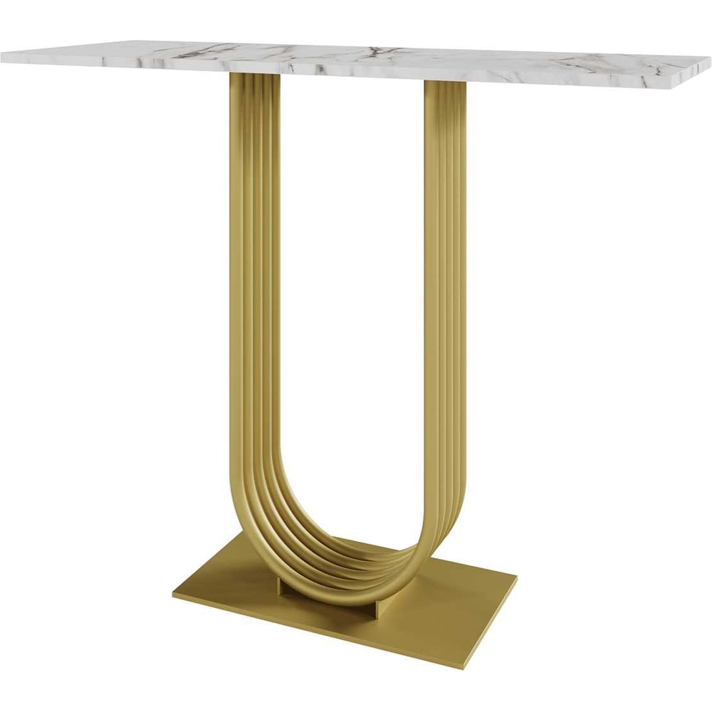 Изображение товара Стол консольный GENGLASS белый мрамор с золотым металлом ARFEO 100 GGK-02-1-5-100