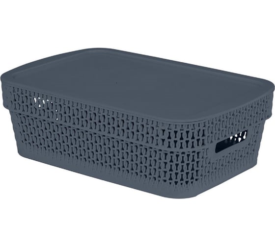 Изображение товара Корзина Blocker п/п, 281x185x89, 3 л, с крышкой, стенки перфорированные, дно сплошное, космический серый 36140
