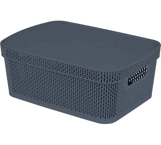 Изображение товара Корзина Blocker п/п, 380x270x143, 11 л, с крышкой, стенки перфорированные, дно сплошное, космический серый 36139