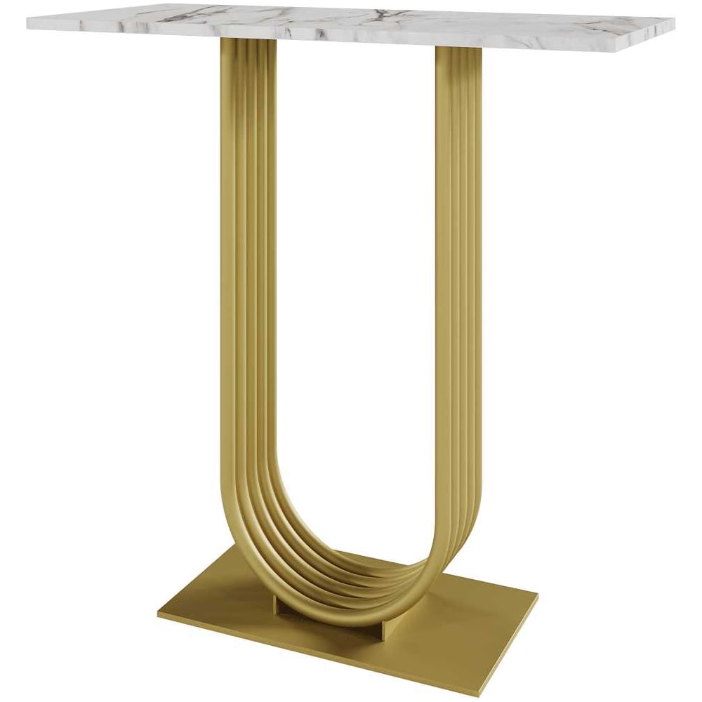 Изображение товара Современный консольный стол GENGLASS с мраморной столешницей и золотым металлом, ARFEO 80