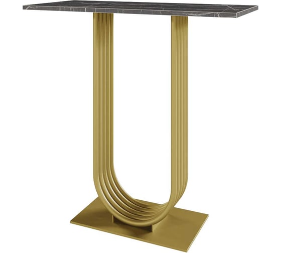 Изображение товара Стол консольный GENGLASS с золотым металлическим подстольем и столешницей черный мрамор, ARFEO 80 GGK-02-1-4-80