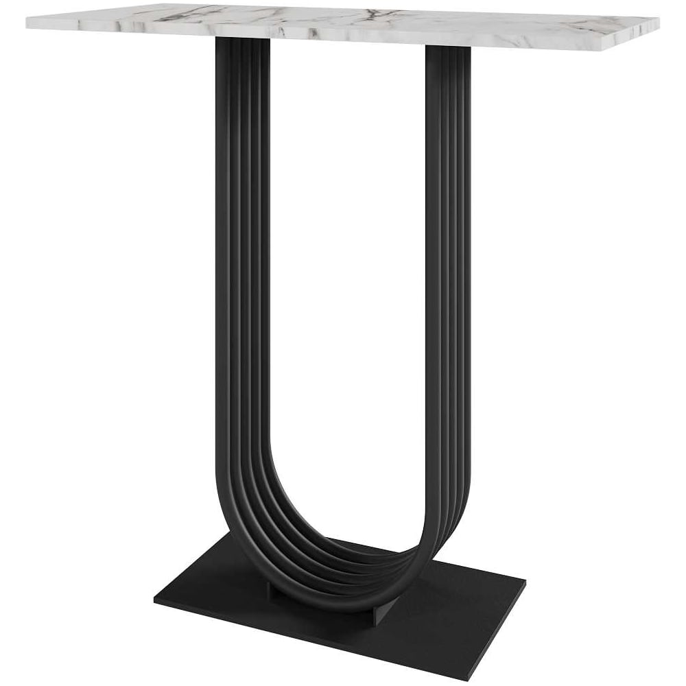 Изображение товара Стол консольный ARFEO GENGLASS с белым мрамором и черным металлическим основанием