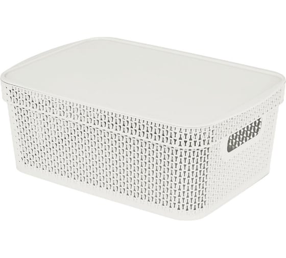 Изображение товара Корзина Blocker п/п, 380x270x143, 11 л, с крышкой, стенки перфорированные, дно сплошное, белое облако 36147