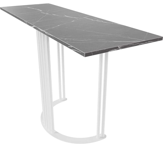 Изображение товара Стол консольный GENGLASS с белым металлическим подстольем и столешницей черный мрамор, VIOLUR 120 GGK-05-3-4-12040