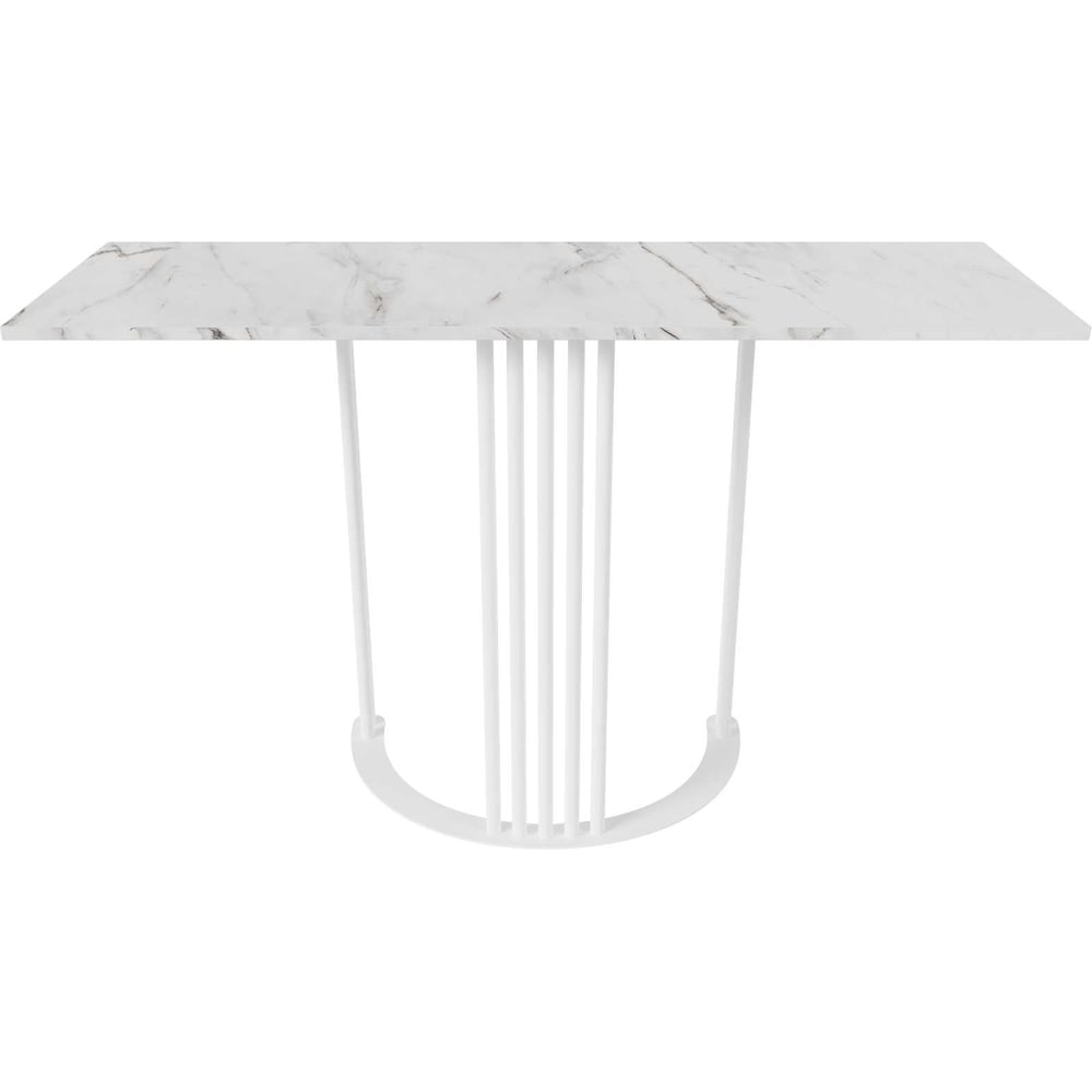 Изображение товара Современный стол-консоль GENGLASS с белым мраморным принтом, металлическим подстольем