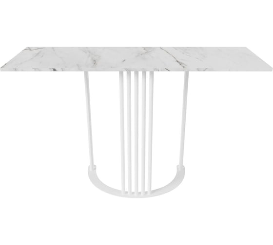 Изображение товара Стол консольный GENGLASS с белым металлическим подстольем и столешницей белый мрамор, VIOLUR 120 GGK-05-3-5-12040
