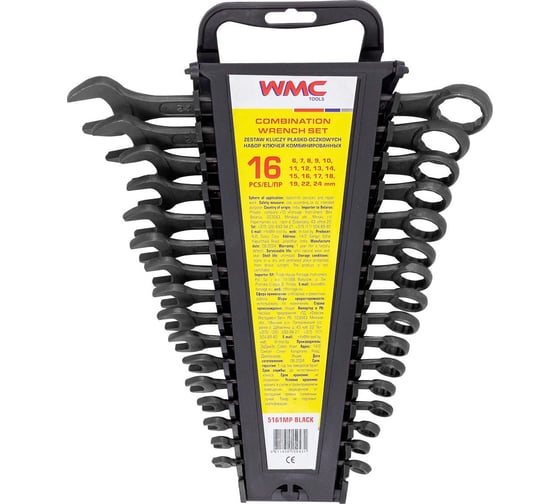 Изображение товара Набор комбинированных ключей WMC TOOLS WMC-5161MP 16 предметов Black(62057)