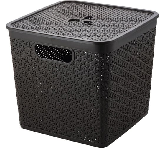 Изображение товара Корзина для хранения Blocker п/п, 310x310x280, 21 л, с крышкой, стенки перфорированные, тёмный каштан 36162
