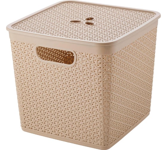 Изображение товара Корзина для хранения Blocker п/п, 310x310x280, 21 л, с крышкой, стенки перфорированные, морской песок 36161