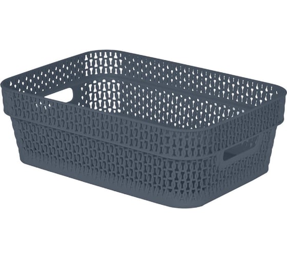 Изображение товара Корзина Blocker п/п, 271x183x87, 3 л, с ручками, стенки перфорированные, дно сплошное, космический серый 36143