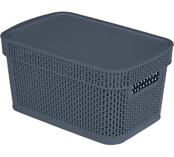 Изображение товара Корзина Blocker п/п, 281x185x139, 5 л, с крышкой, стенки перфорированные, дно сплошное, космический серый 36141
