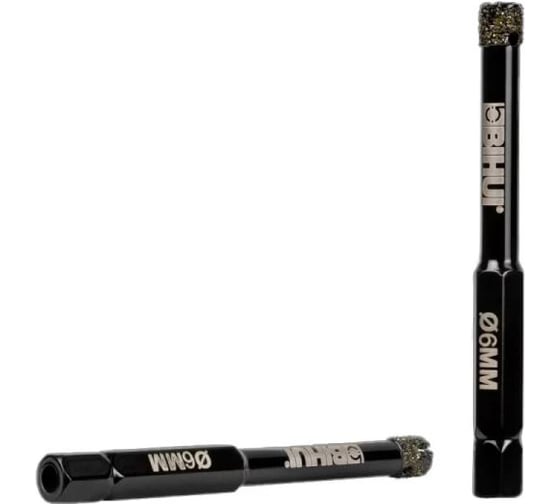 Изображение товара Алмазная коронка по стеклу и керамике BIHUI (гальваническая алмазная коронка), 6 мм, арт. DBW06