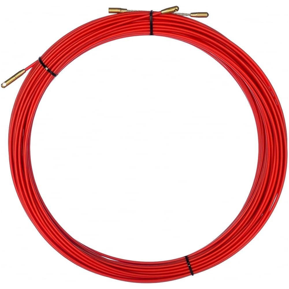 Изображение товара Протяжка стальная Связьсервис с нейлоновым покрытием, 3,5 мм, 30 м в бухте, красная