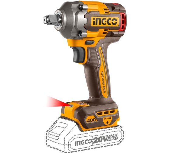 Изображение товара Аккумуляторный гайковерт INGCO BL 20В 400Hm 1/2 без АКБ и ЗУ SUPER INDUSTRIAL CIWLI20401