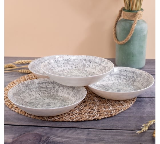 Изображение товара Набор тарелок суповых LUMINARC DIWALI TARSO GREY and BLACK 4 шт, 20 см V9377-4ECOM