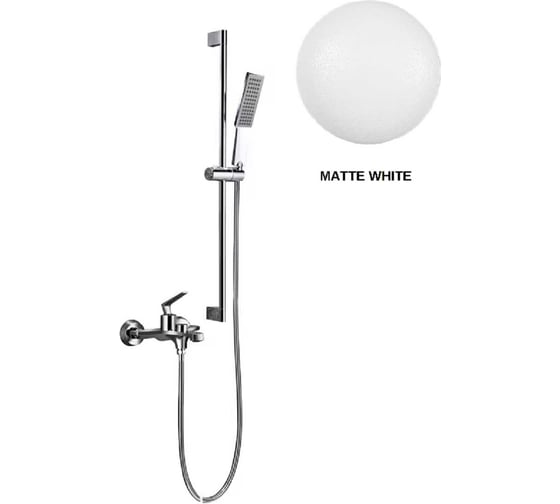 Изображение товара Смеситель для ванны/душа с душевым гарнитуром Milleau Cristal (матовый белый) MLV6223BD-MW