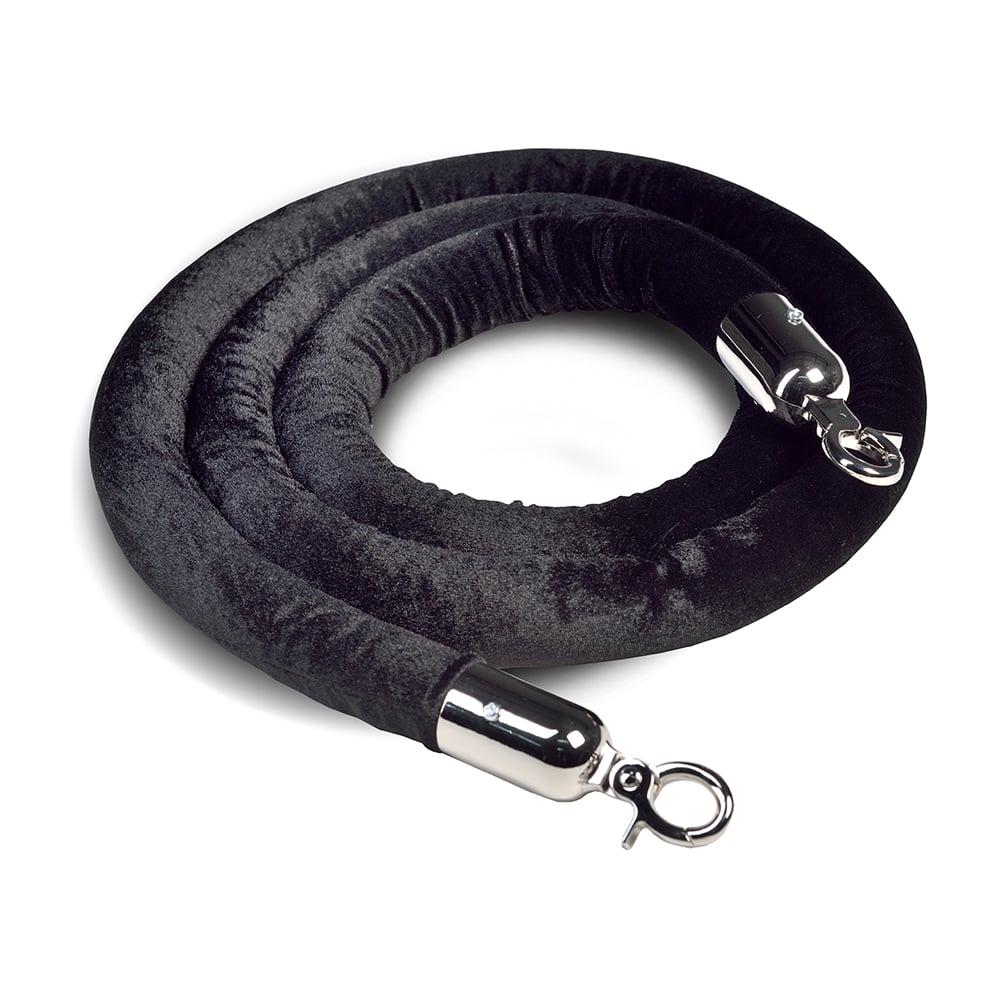 Изображение товара Декоративный канат Rusbarrier бархатная перемычка 1,5 м с карабином черный