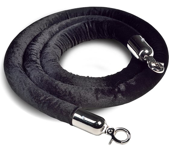 Изображение товара Декоративный канат Rusbarrier бархатная перемычка, с декор карабином, 2 метра KBP-0020 black