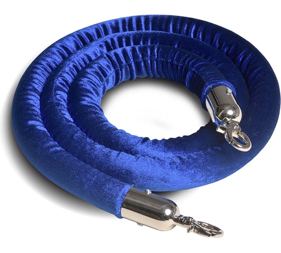 Изображение товара Декоративный канат Rusbarrier бархатная перемычка, с декор карабином, 2 метра KBP-0020 blue