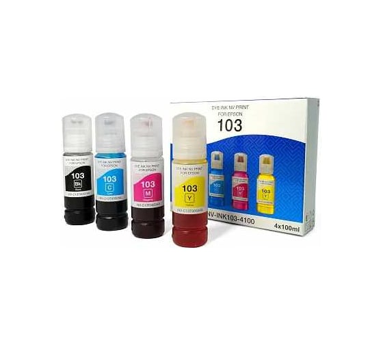 Изображение товара Чернила NV Print NVP 103 для принтеров Epson, набор 4 цвета по 100 мл совместимые NV-INK103-4100