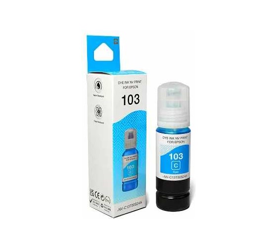 Изображение товара Чернила NV Print NVP 103, для Epson L1110, L3100, 70 мл, Cyan, в коробке, совместимые NV-C13T00S24A