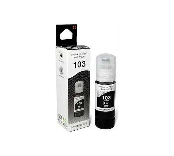 Изображение товара Чернила NV Print NVP 103, для Epson L1110, L3100, 70 мл, Black, в коробке, совместимые NV-C13T00S14A