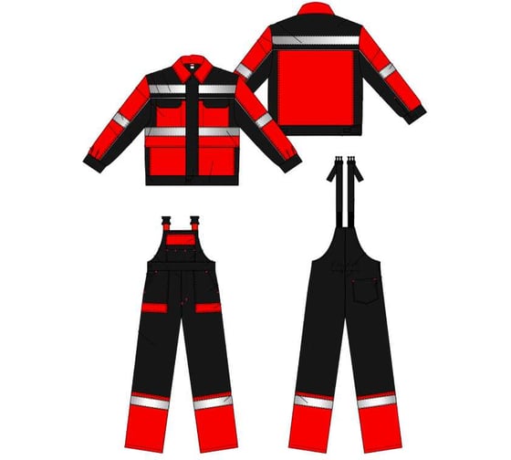 Изображение товара Костюм URSUS РЕСПЕКТ куртка/полукомбинезон, черный/красный, 52-54, 182-188 КОС821-КРАСНЫЙ/ЧЕРНЫЙ/52-54, 182-188