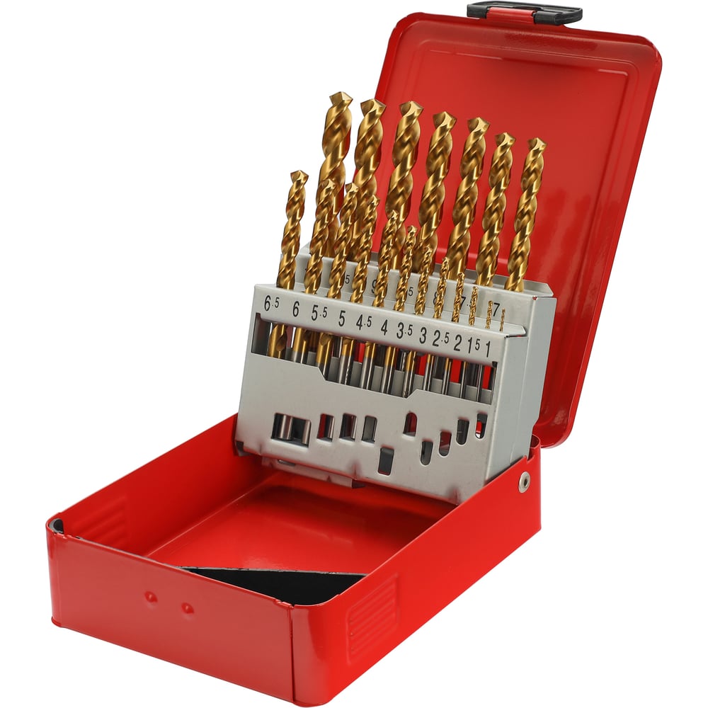 Изображение товара Набор сверл по металлу H-Tools серия Pro 1-10 мм 19 шт DIN338 TiN
