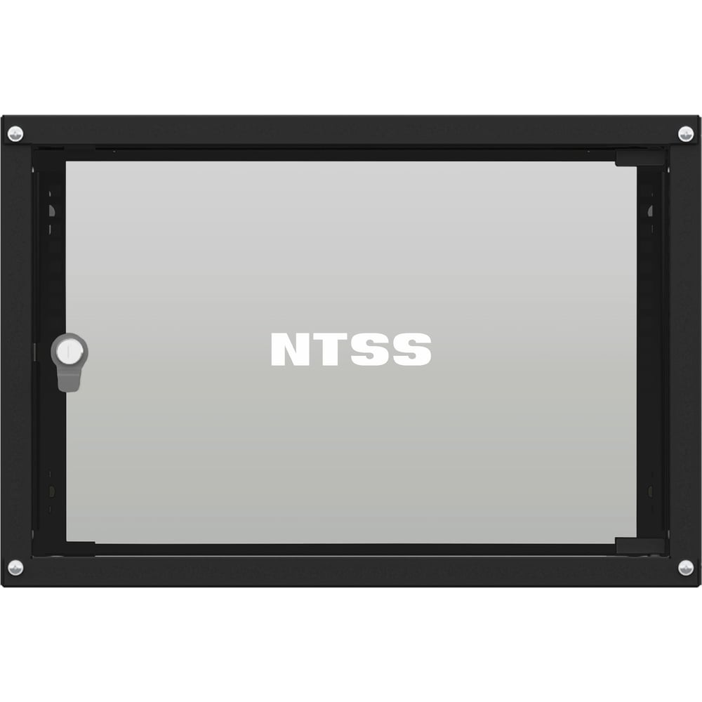 Изображение товара Шкаф настенный телекоммуникационный NTSS LIME 6U 550х600х370мм, 2 профиля 19, дверь стеклянная, боковые стенки несъемные, разобранный, черный RAL 9005 NTSS-WL6U5560GS-BL