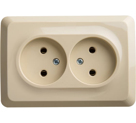 Изображение товара Угловая 2-местная розетка Systeme Electric открытой проводки Этюд 16А IP20 без заземления без защитных шторок кремовый PA16-105K