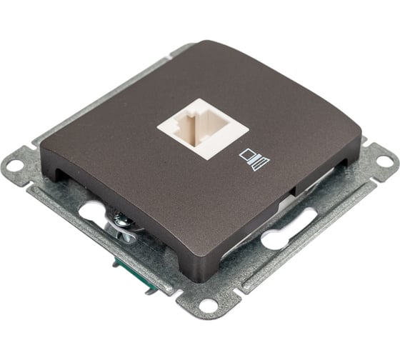 Изображение товара 1-местный механизм компьютерной розетки Systeme Electric Glossa RJ45 категории 5е графит GSL001381K