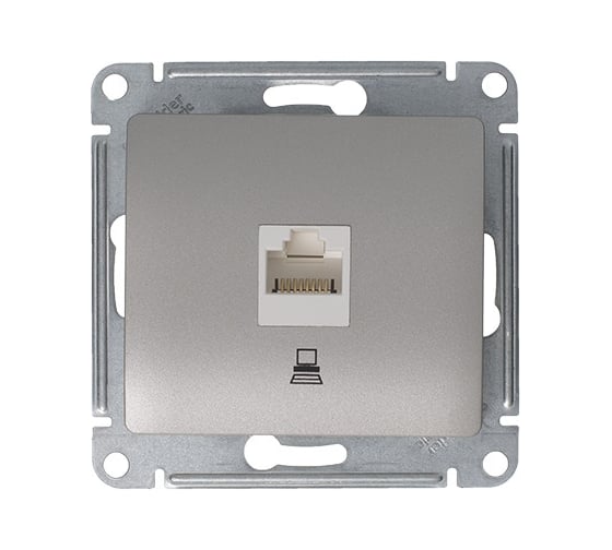 Изображение товара 1-местный механизм компьютерной розетки Systeme Electric Glossa RJ45 категории 5е платина GSL001281K