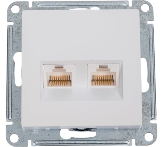 Изображение товара 2-местный механизм компьютерной розетки Systeme Electric RJ45 AtlasDesign CAT.5e жемчужный ATN000485