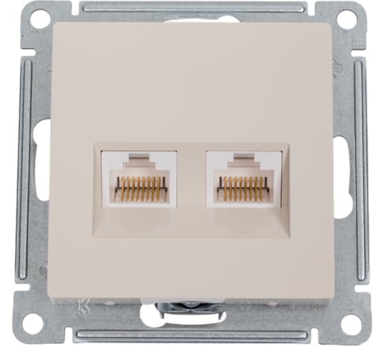 Изображение товара 2-местный механизм розетки компьютерной Systeme Electric AtlasDesign RJ45 + RJ45 категории 5e бежевый ATN000285
