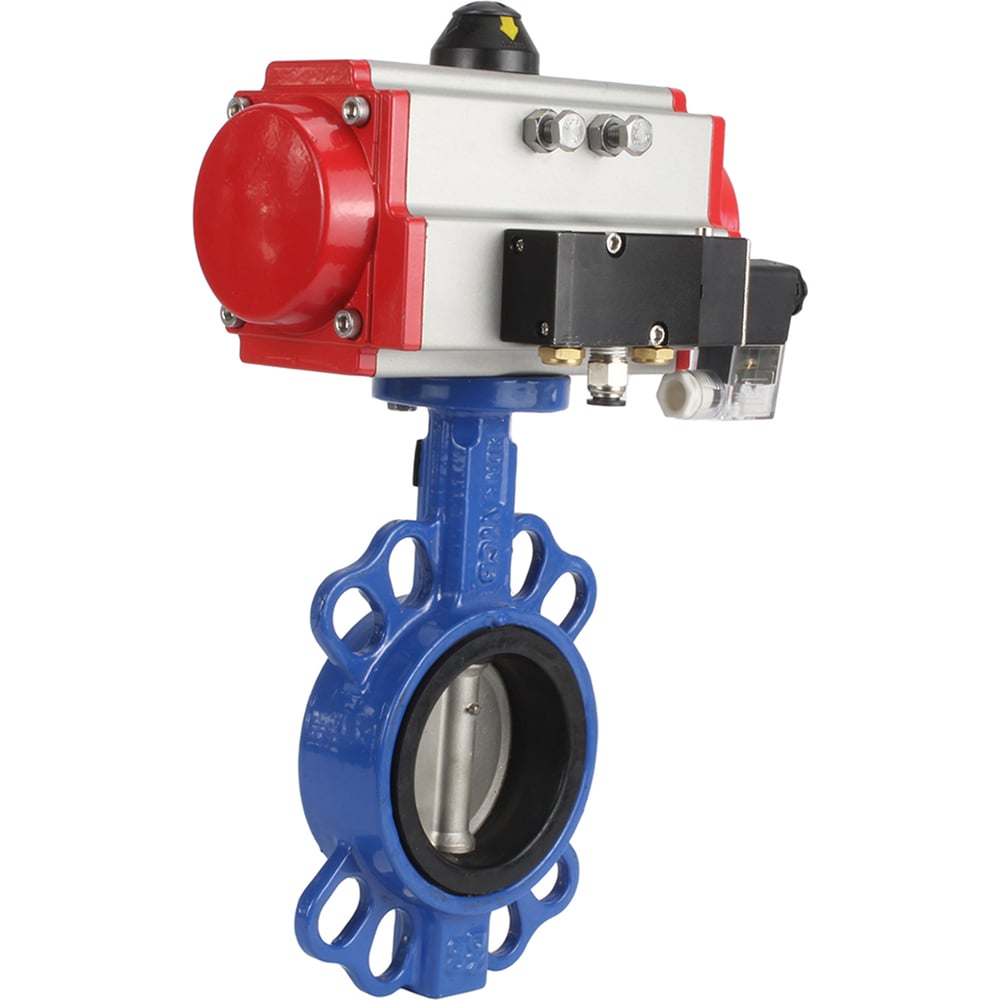 Изображение товара Затвор DN.ru WCB-316L-NBR Ду200 Ру16 с пневмоприводом профессиональный