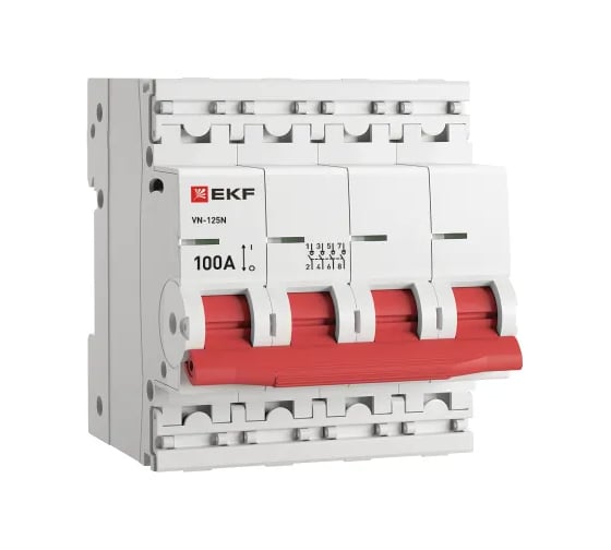 Изображение товара Выключатель нагрузки EKF ВН-125N 4Р 100А PROXIMA S1254100