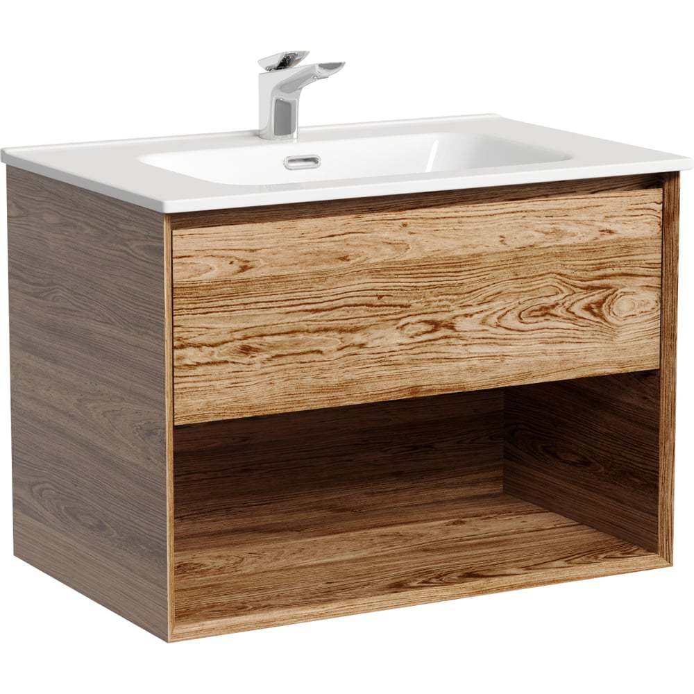 Подвесная тумба Sancos Marmi 1.0 690x445x520 c одним ящиком оснащенным доводчиками скрытого монтажа и открытой нишей, дуб чарльстон, арт. MR1.070ECH