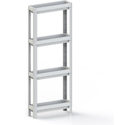 Изображение товара Этажерка 4-х секционная узкая Полимербыт Kleo 398x127x1000 мм белый 439320100