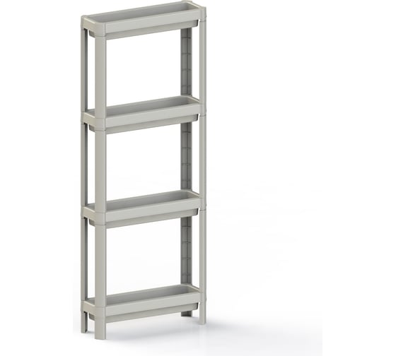Изображение товара Этажерка 4-х секционная узкая Полимербыт Kleo 398x127x1000 мм бежевый 439320800